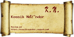 Kossik Nándor névjegykártya