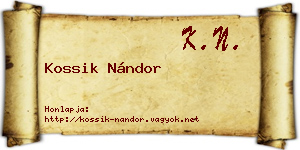 Kossik Nándor névjegykártya