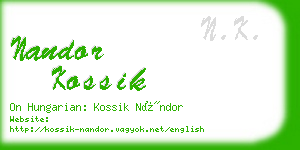 nandor kossik business card